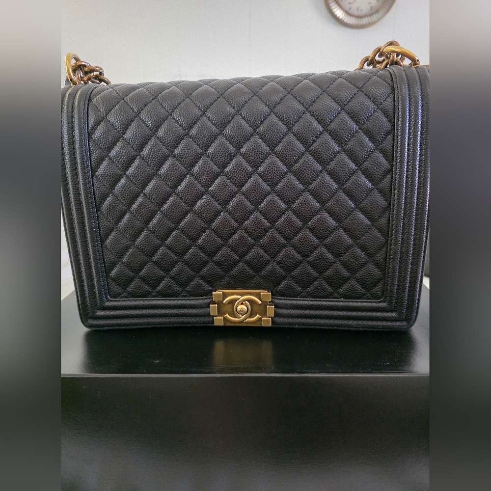 Chanel Large Boy Bag With Gold Matte Hardware